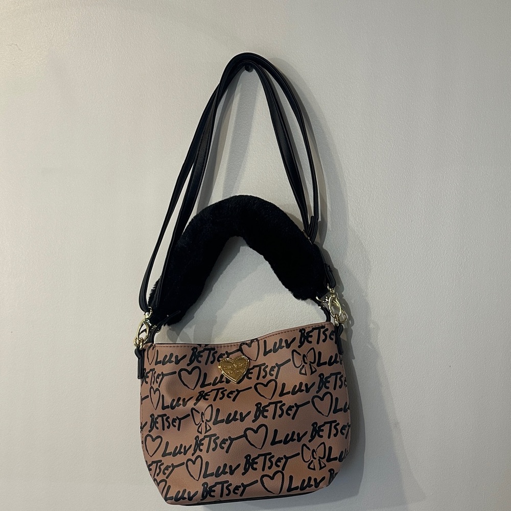 Betsey Johnson Heart Print Shoulder Bag